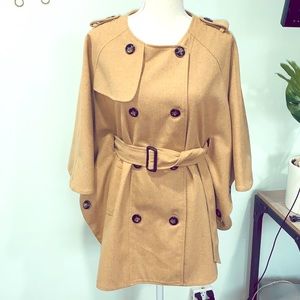 Flying Tomato Wool blend cape trench coat sz S